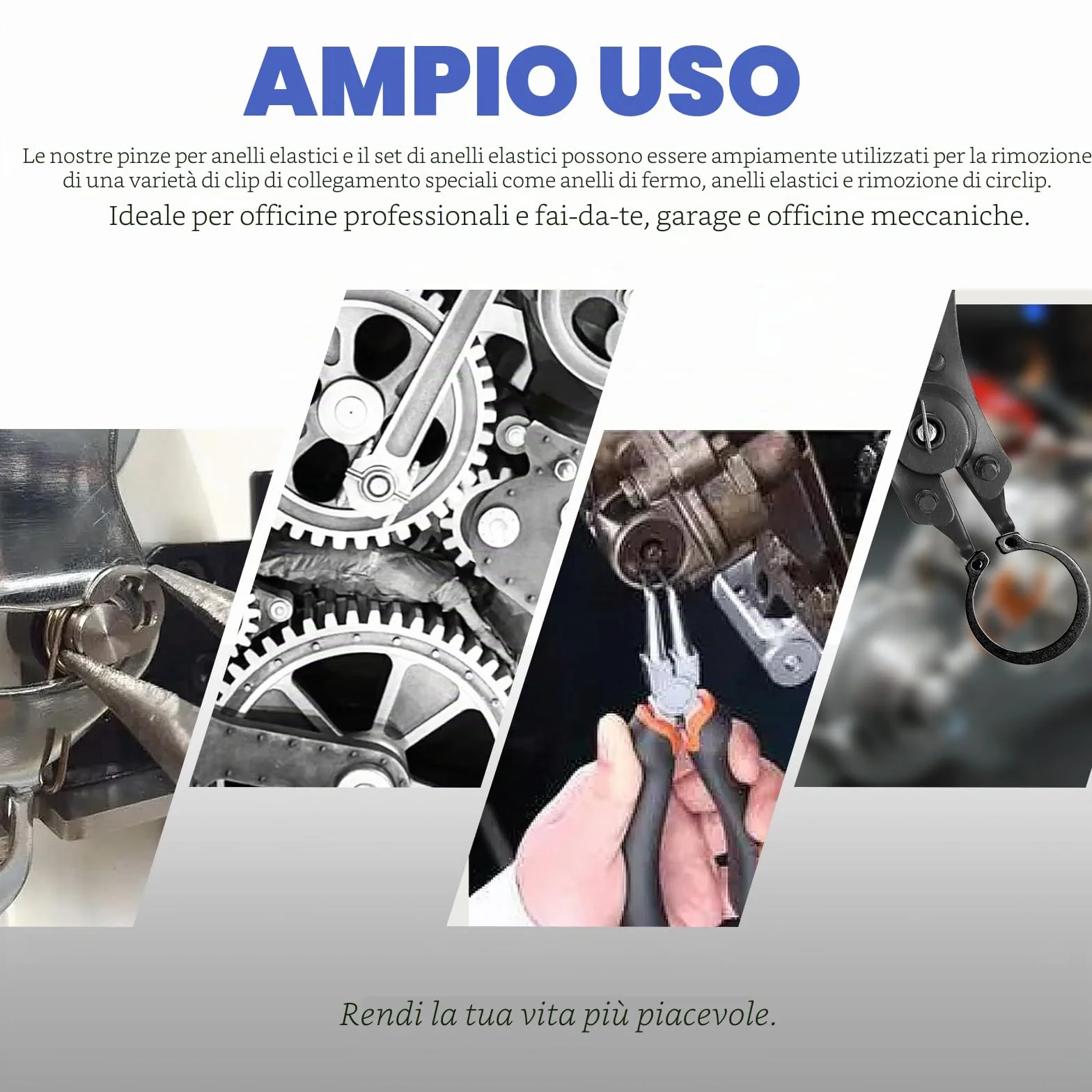 Glarks Assortimento 312 clip fissaggio a scatto acciaio 65mm, pinze anello esterno