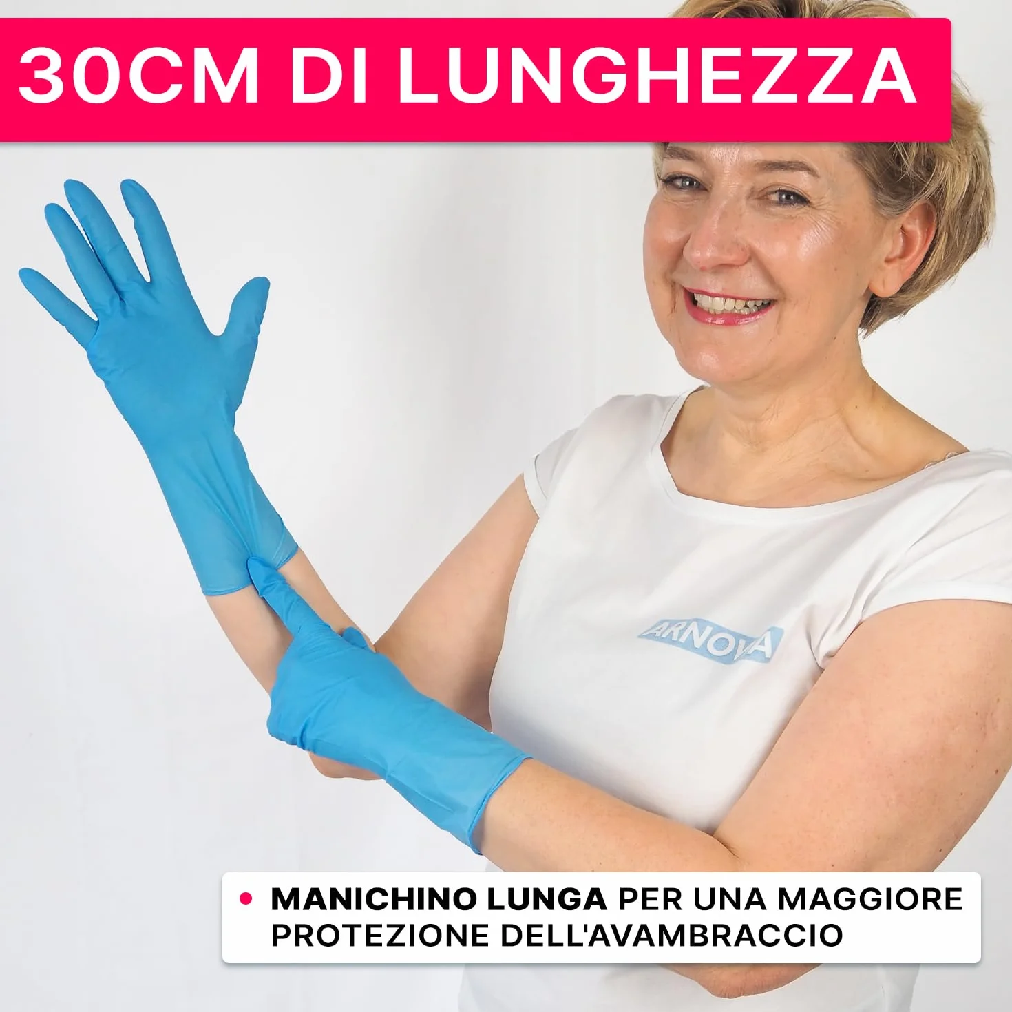 ARNOMED Guanti nitrile monouso blu extra lunghi 30 cm M 100 pz