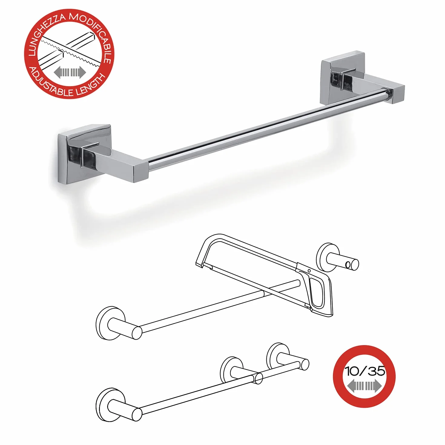GEDY G-Pukhet Porta Asciugamani Cromo 35 cm Acciaio Inox Design R&S