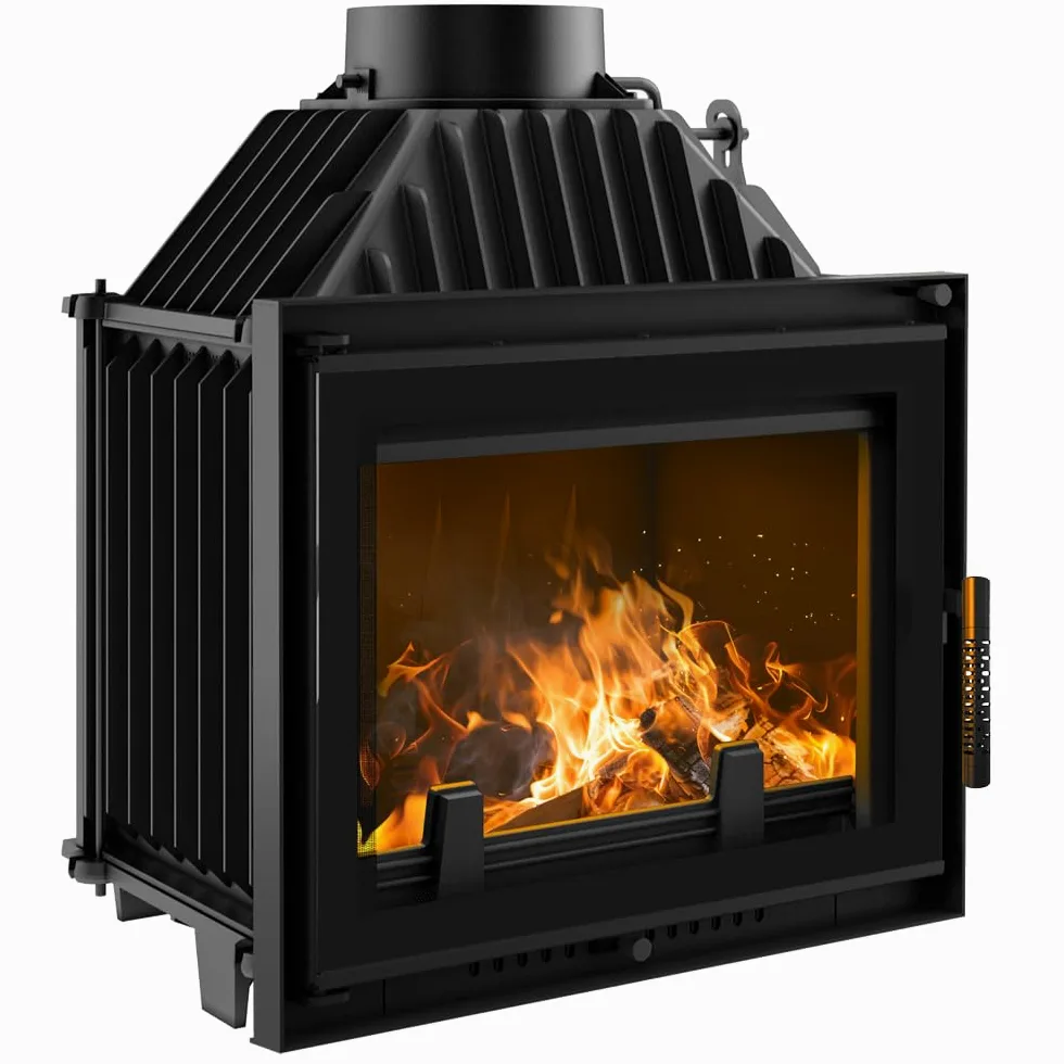 KRATKI Inserto per camino in ghisa a legna MAJA 8 kW Ø180 frontale A stufa | Ghisa nero, efficienza 80,1%, classe A. Ecodesign, BImSchV 2.; combustione efficiente; basse emissioni; calore uniforme