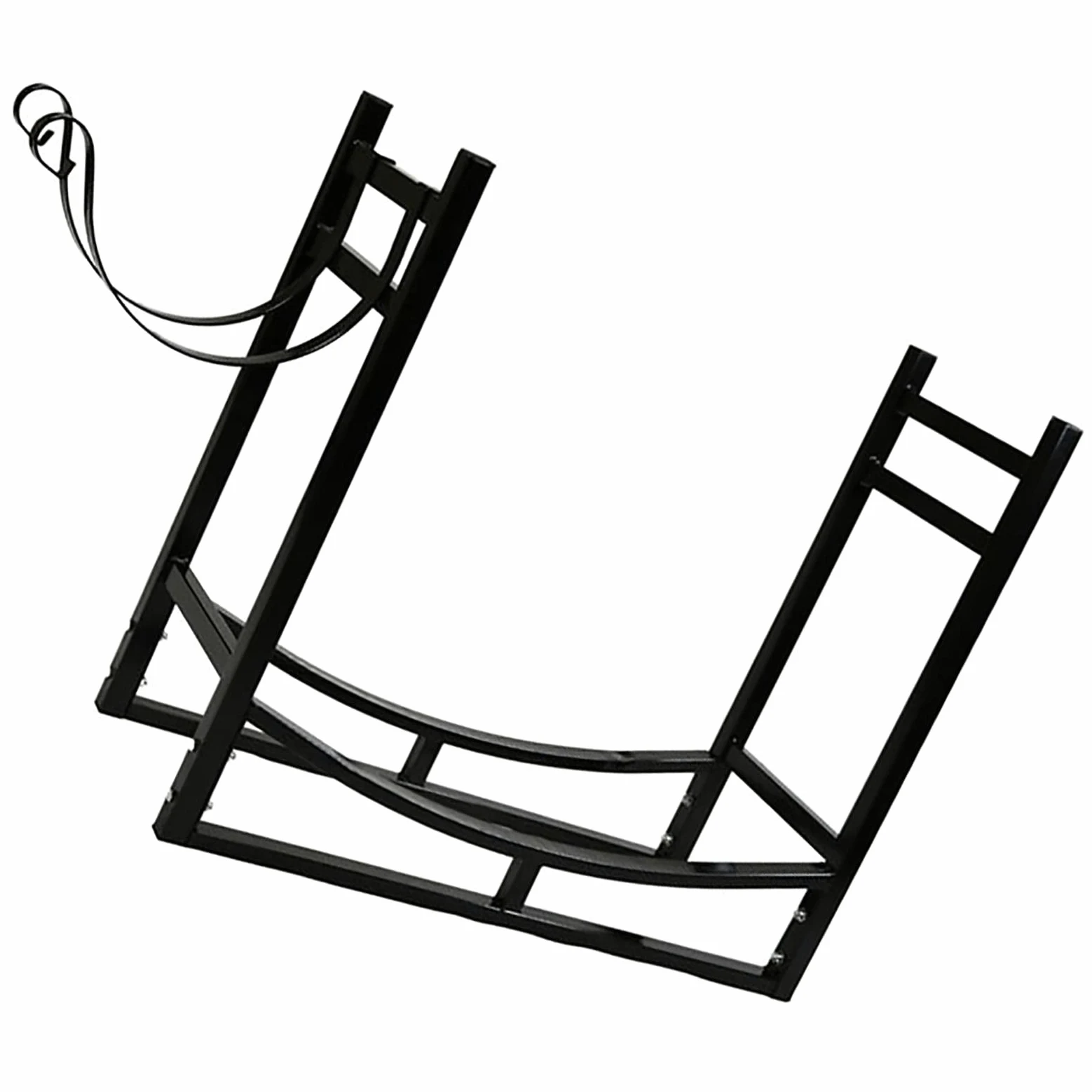 Portalegna da ardere in metallo resistente nero, scaffale per legna da ardere alto 78 cm, ripiano per accessori per caminetto da esterno, resistente alla ruggine, facile da montare
