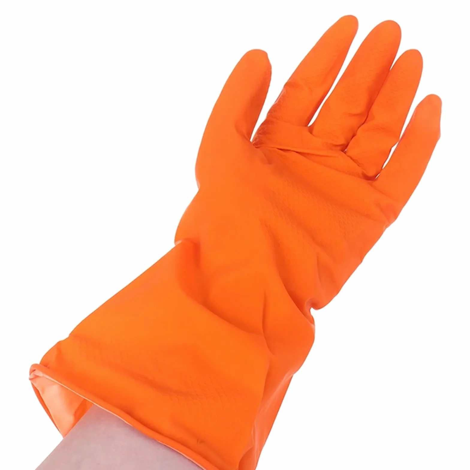 Guanti per la pulizia Guanti in gomma for lavare i piatti, guanti for le pulizie domestiche, guanti in gomma riutilizzabili, guanti da cucina a maniche lunghe(Orange)