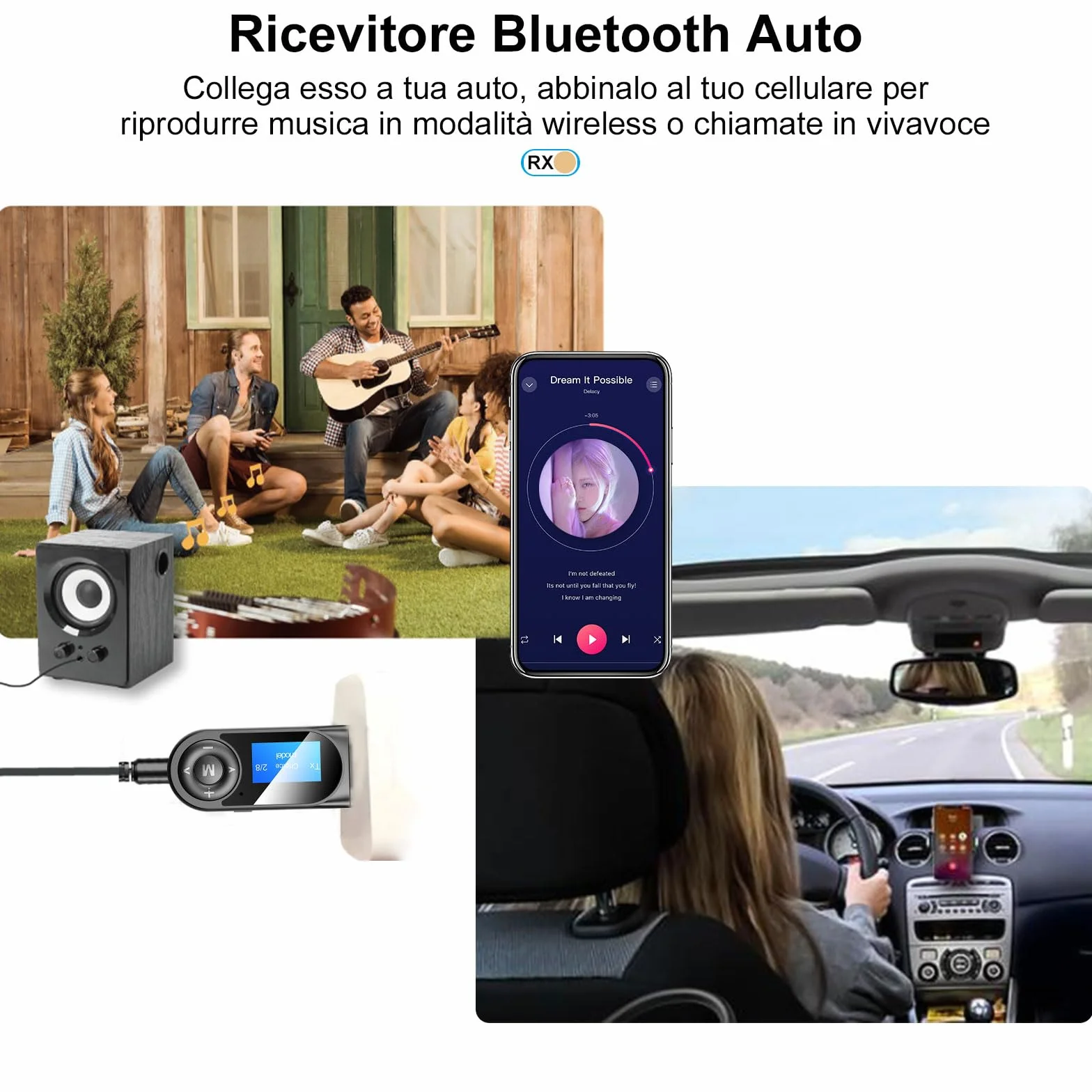 USB Trasmettitore Ricevitore Bluetooth 5.0, Adattatore Wireless Audio con 3.5mm AUX per TV/PC/Cuffie/Altoparlanti/Auto, bluetooth aux chiavetta, bluetooth per auto, Microfono Integrato