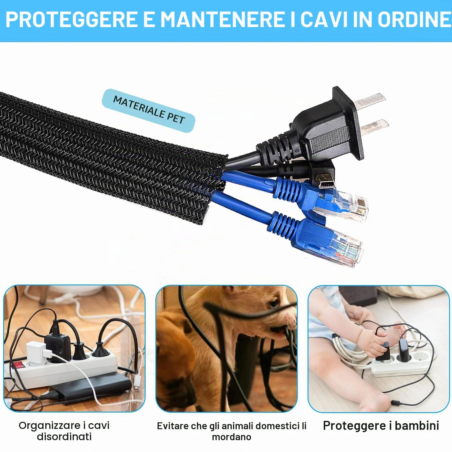 SURFOU Guaina per Cavi Elettrici 3.1m X 13mm, Scrivania Copricavi Nera, Raccogli Fili Nascondi Passacavi, Copricavo Cavo Guaine Raggruppa Flessibile Raccoglicavi Cable Antirofitori