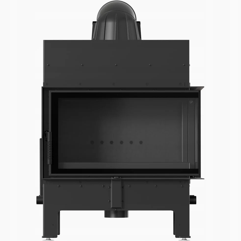 KRATKI Inserto per camino in acciaio a legna FLOKI 10 kW Ø200 destro A+ 12 | Acciaio nero, efficienza 83,6%, classe A+. Ecodesign, BImSchV 2; per recupero calore.; combustione efficiente; M destra fi