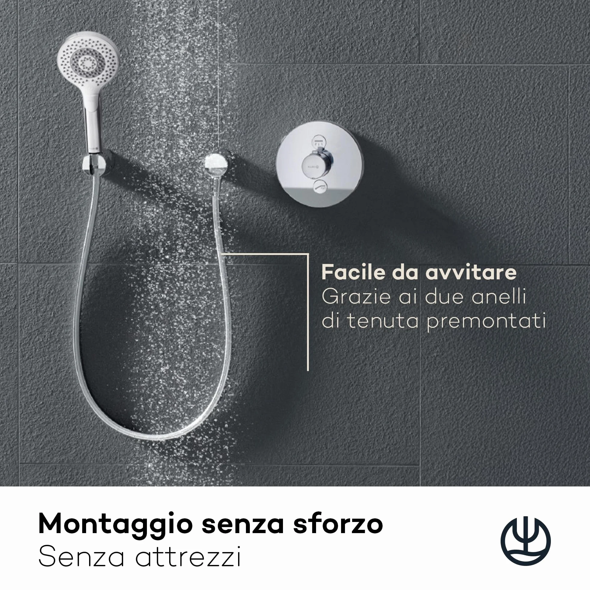 KLUDI-X3 tubo doccia universale 1,60 m, facile da pulire, flessibile doccia con doppia protezione antitorsione, resistente al kink, attacco standard, tubo flessible doccia cromo