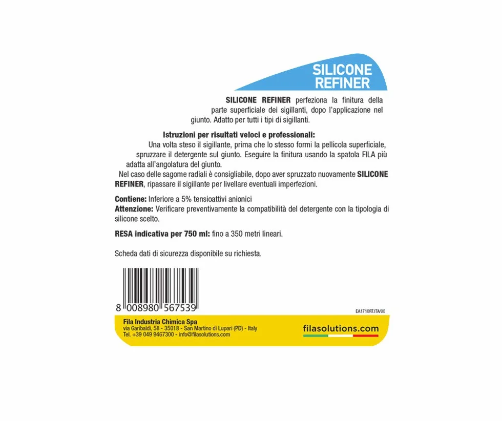 SILICONE REFINER Spray Lisciante 750ml per Finitura Silicone Trasparente e Sigillante