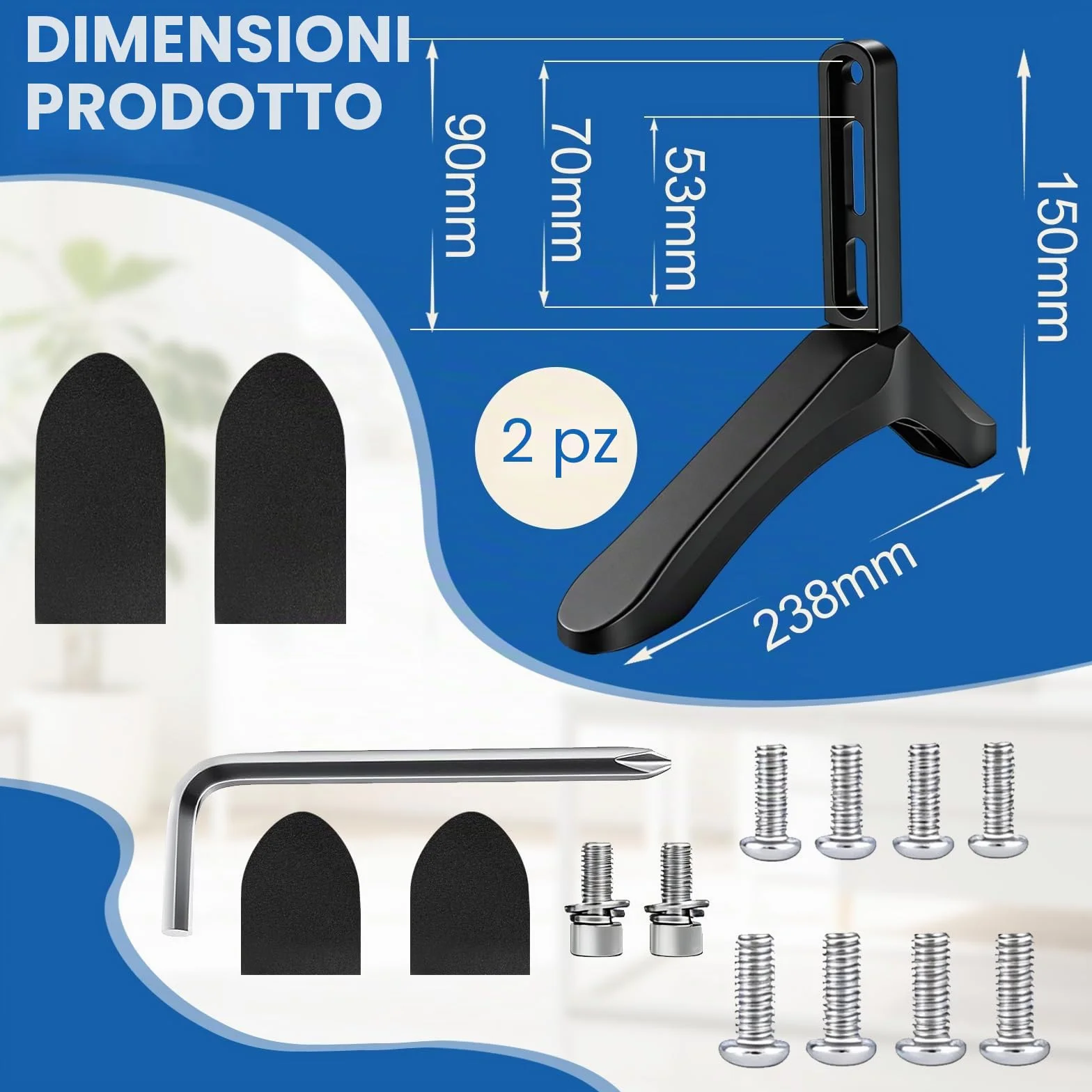 Supporto TV da Tavolo Piedini per Piedistallo TV per Schermi LCD LED OLED da 32-65 pollici Supporto TVs da Tavolo Antiscivolo Installazione Semplice