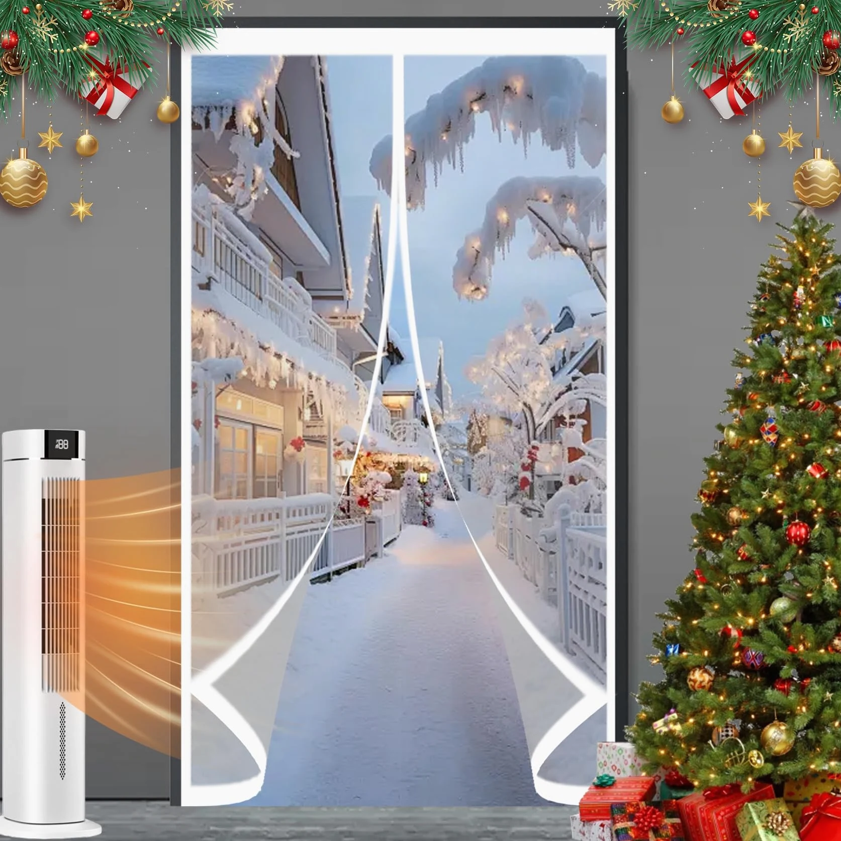 Tenda Termica per Porte 91 x 250 cm Trasparente, Impermeabile, Insonorizzazione, Protezione Dal Freddo Porta Magnetica Tende per Soggiorno, Balcone, A