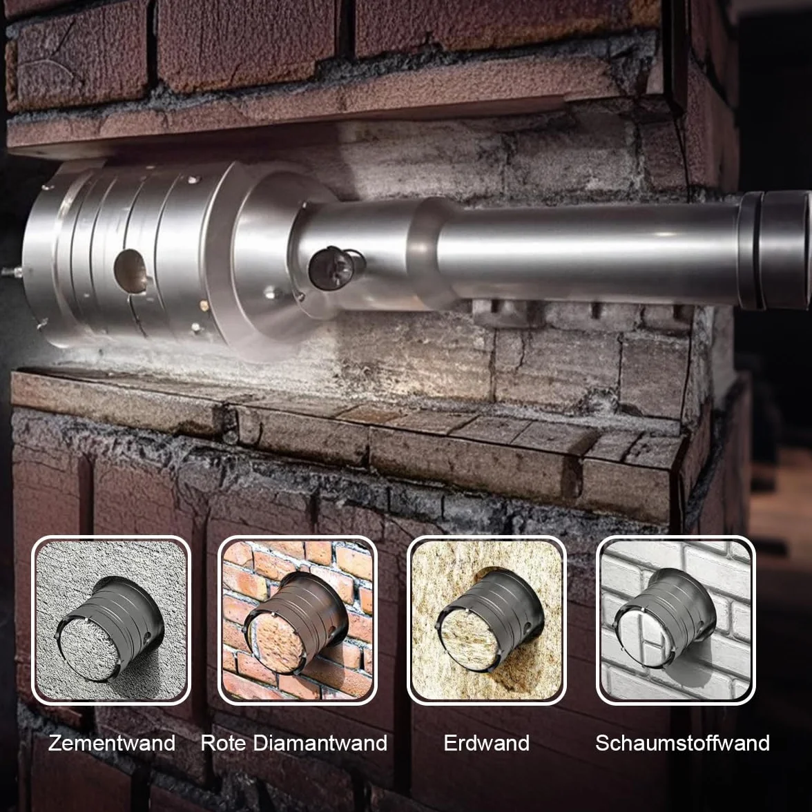 Carotatrice a Tazza per Muro Ø 105mm SDS PLUS 110mm Punta Centraggio 8mm Sega per Calcestruzzo