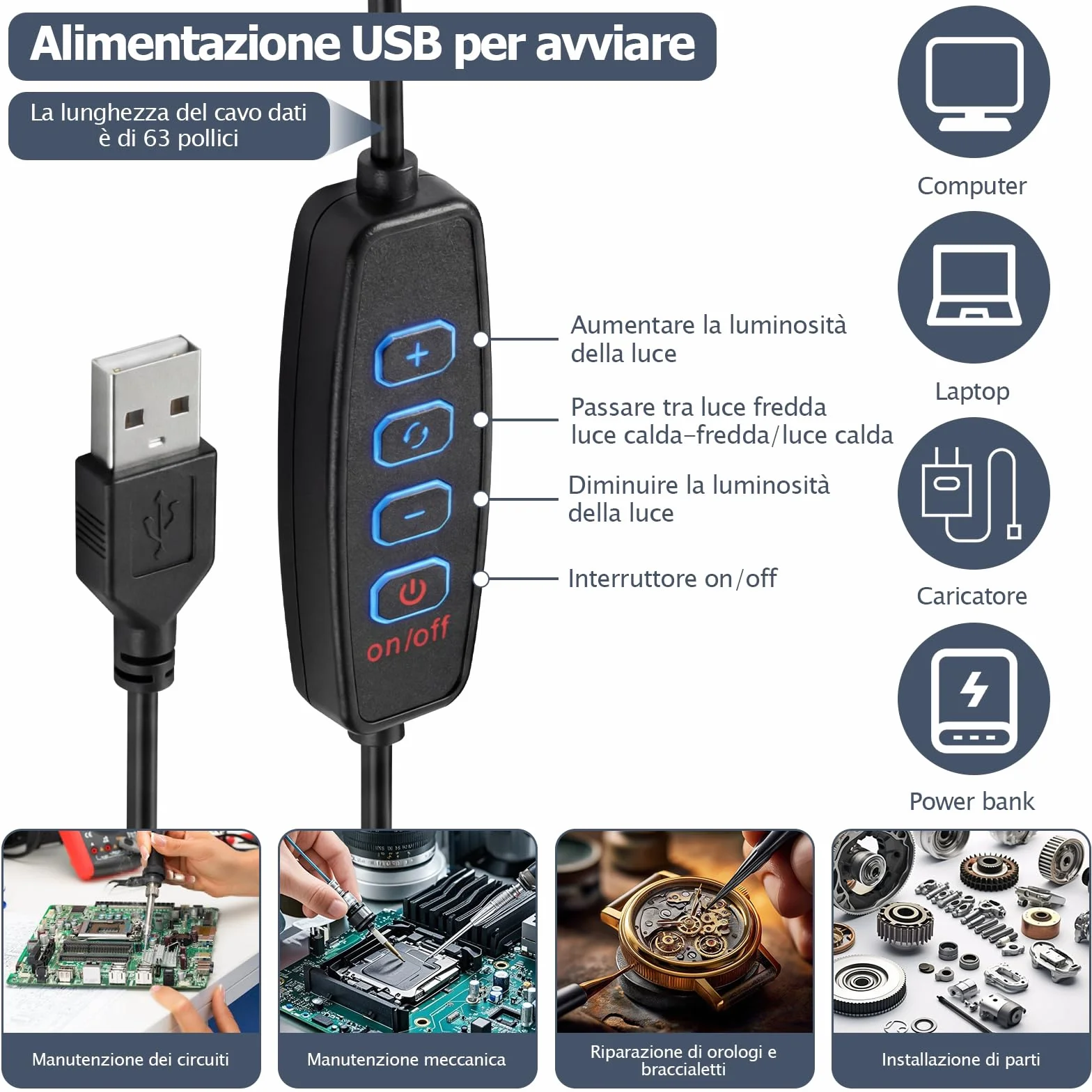 Terza Mano per Saldatura 6X Lente d‘Ingrandimento LED 4 Bracci Flessibili Portal circuiti Stazione Saldante per Elettronica Gioielleria Hobby