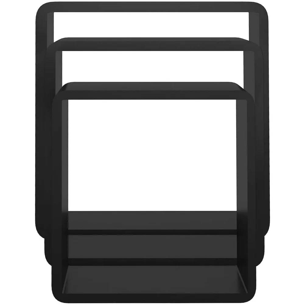 Scaffalature, mensole da parete e sporgenze, mensole cubiche da parete, 3 pezzi, in MDF nero