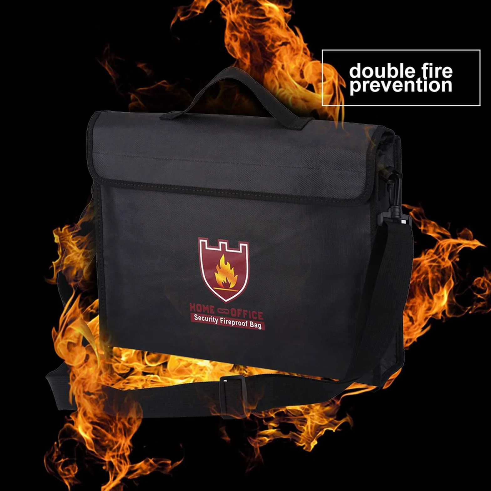 Borsa ignifuga con doppio rivestimento in alluminio e tessuto di vetro per batterie Lipo, documenti e denaro (38 * 28 * 7,5 CM)
