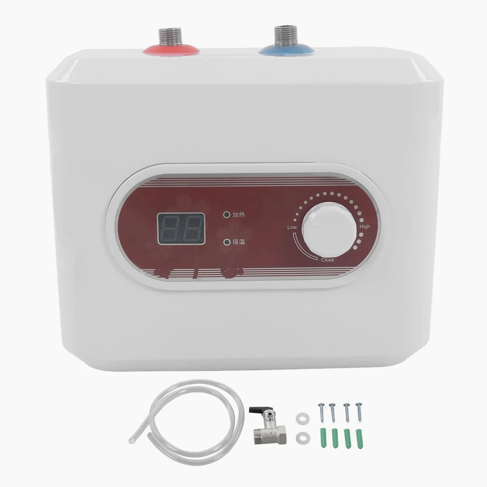 Fdit Scaldabagno Elettrico 8L, Mini Boiler con Controllo della Temperatura, | Riscaldamento in Acciaio Inox 316, Scocca ABS, 30-65℃, 0,02 MPa, Uso Domestico Compatto
