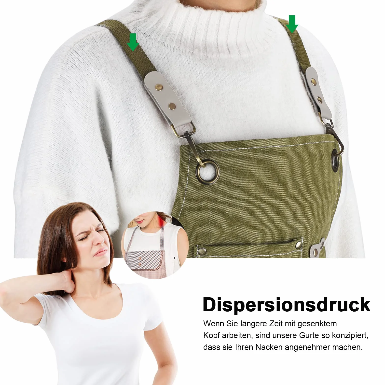 Grembiule da Lavoro - Grembiule da Saldatura con Tasche per Attrezzi Cinghie Incrociate Regolabili sul Retro Indumenti Protettivi per Uomo e Donna Perfetto per Giardino,Cucina,Garage (Verde) 78*57cm