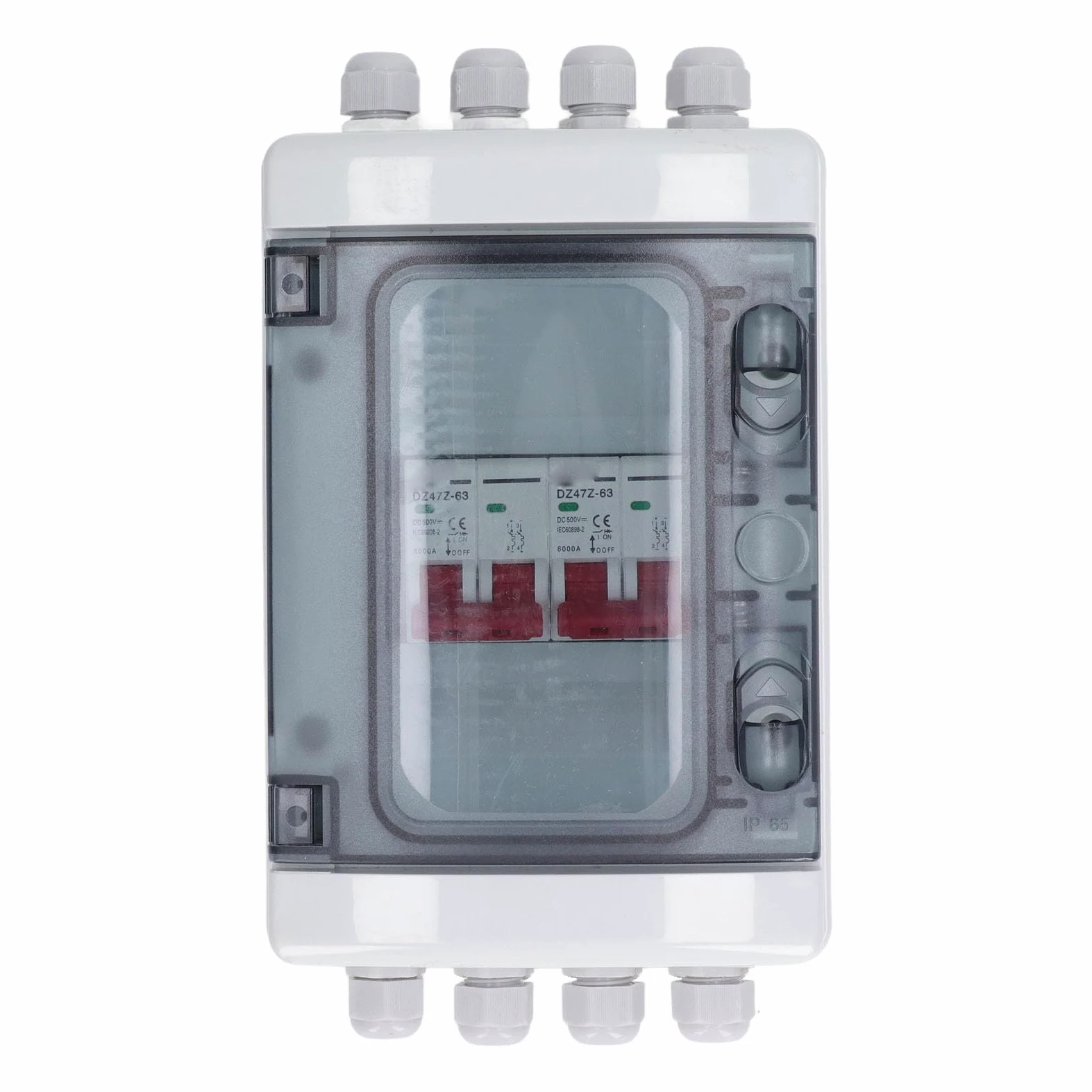 Ejoyous Scatola Interruttore Miniaturizzato CC, Sezionatore Solare Fotovoltaico Ignifugo per PC, 2 in 2 Uscite DC500V IP65 Impermeabile Resistente Ai Raggi UV per Inverter per Pannelli Solari RV