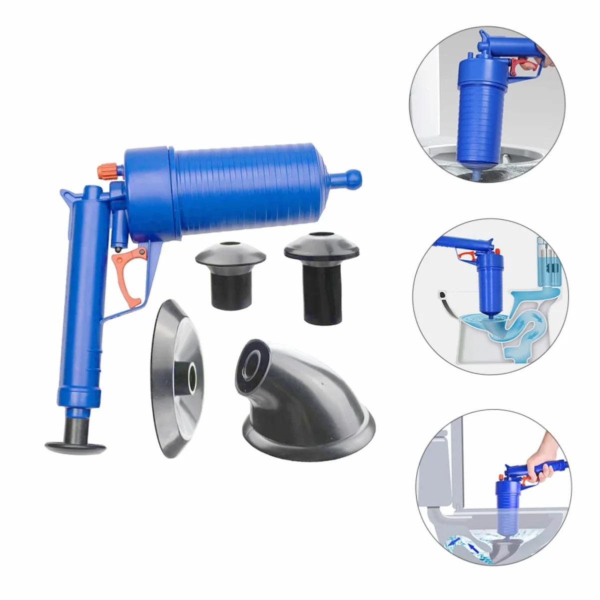 Alipis Stura Tubi per Bagno e Casa, Pompa ad Aria Potente in Abs Ventose di Varie Misure, Rimuove Ostruzioni da Wc e Scarichi | Abs, Rimuove Blocchi Flusso Potente, Accessori Ventose di Diverse Misure