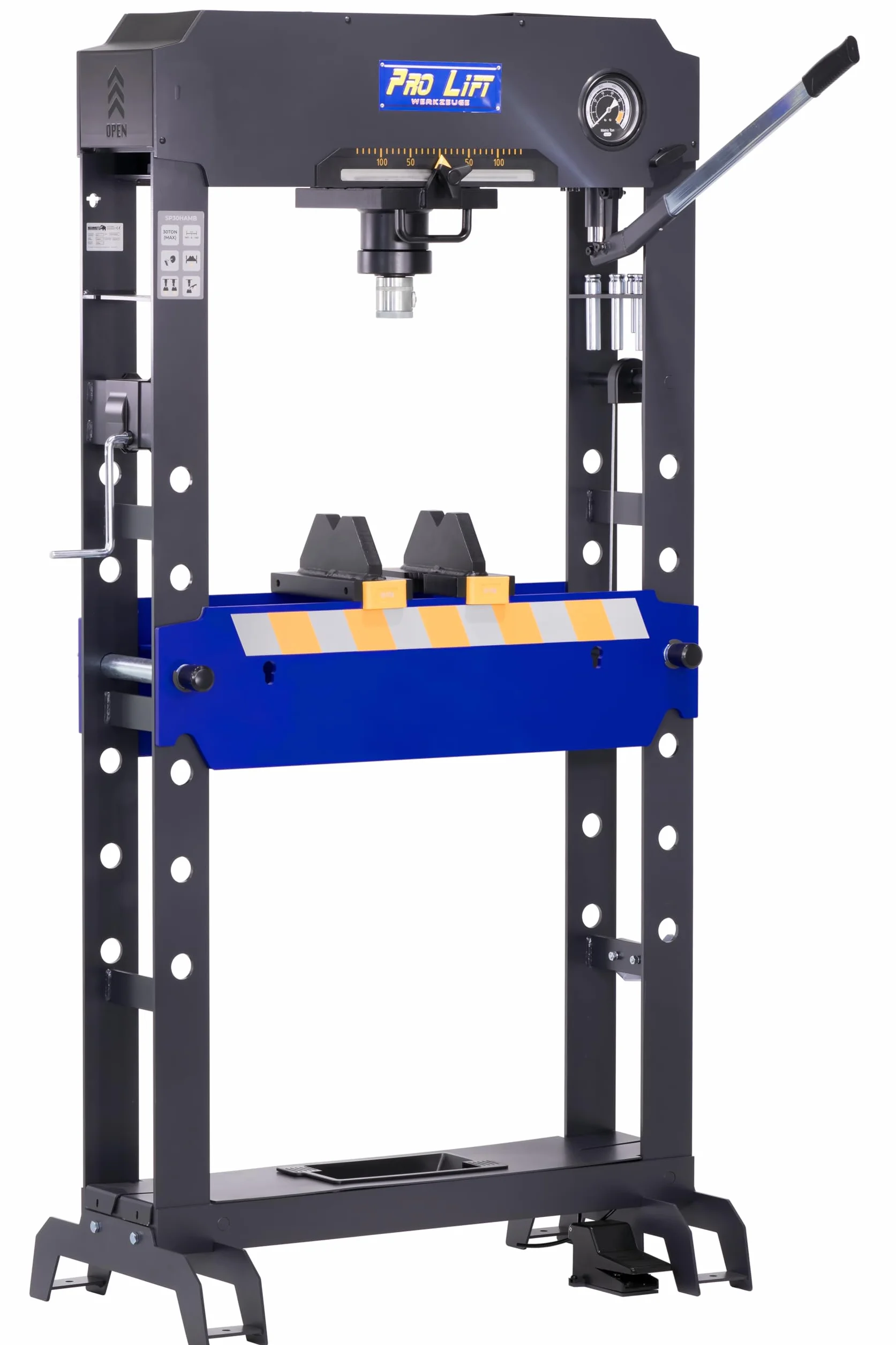 Pressa da officina manuale + pneumatica 30t 00012 750 mm extra larga