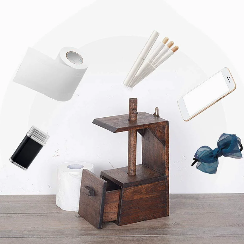 NEECS Portarotolo per Scatola di Carta igienica, Parete retrò in Legno massello Fatta a Mano, Stile retrò Creativo, Forte e Durevole
