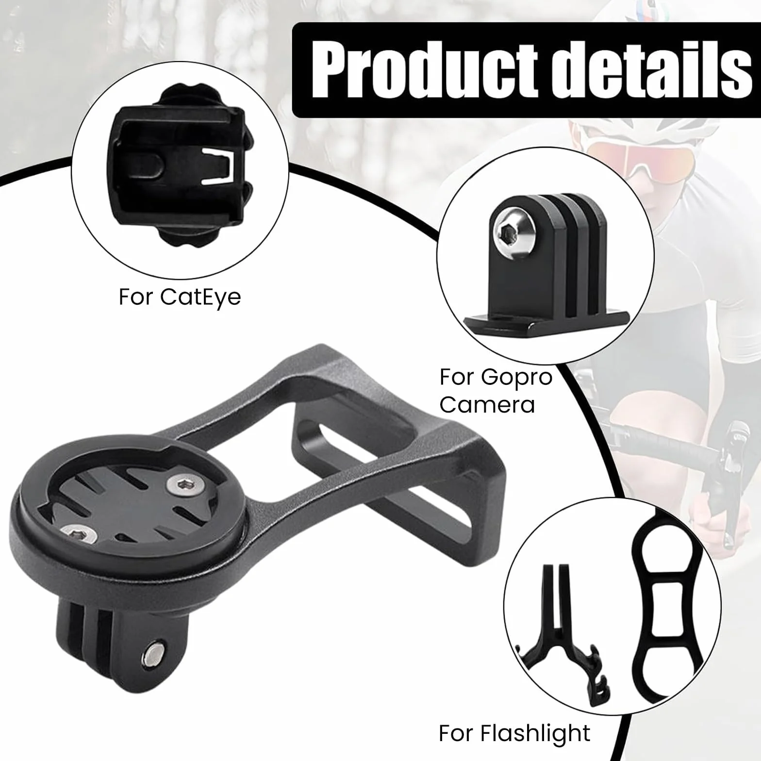 Contachilometri per Bici, Supporto Computer Bici, Lega di Alluminio Ciclismo Gomma a Pedale Supporto per Bici Regolabile Supporto per Bicicletta Regolabile per Garmin, IGPS