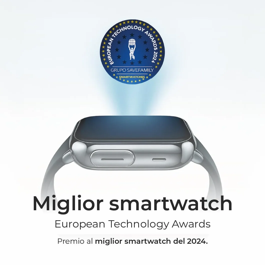 SaveFamily SaveWatch Plus 2 | Smartwatch per Bambini con Localizzatore GPS, Chiamate, Video, WhatsApp, Spotify, App Store - Quadrante Nero e Cinturino in Silicone Nero