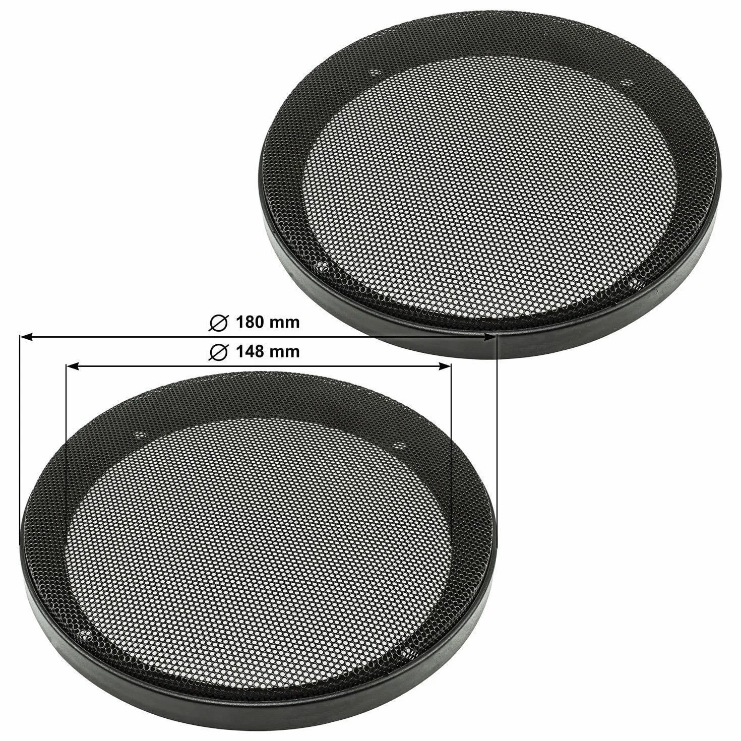 tomzz Audio 2800-002 Griglia dell'altoparlante per altoparlante 165mm DIN anello di plastica nero in 2 pezzi con set di griglie in metallo