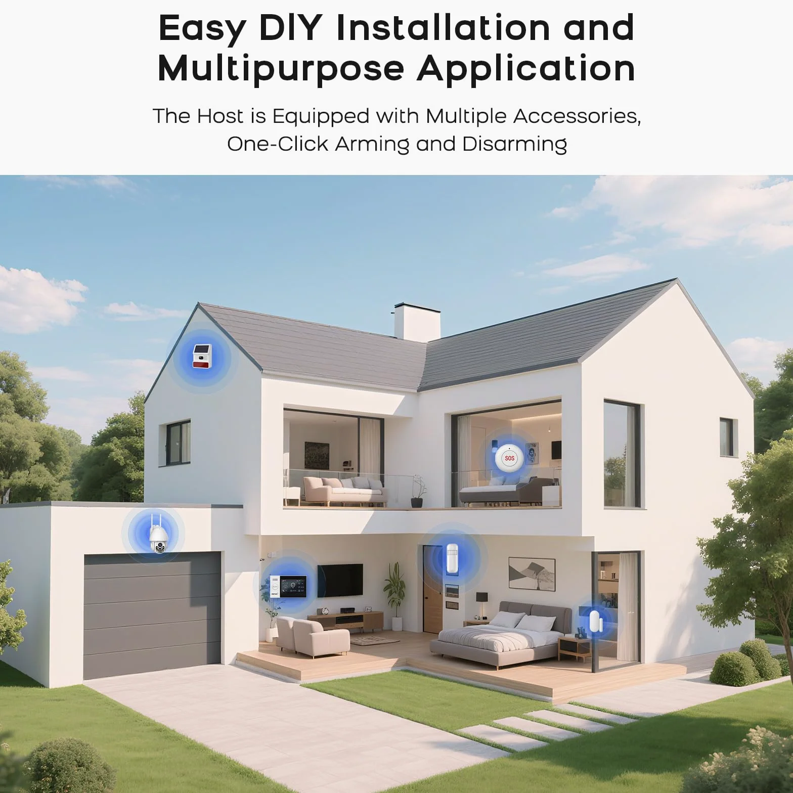 PGST kit sistema di allarme antifurto casa wireless domestico WiFi/4G SIM, APP Tuya Smartlife, RFID, sirena, sensori porta finestra, rilevatore di movimento