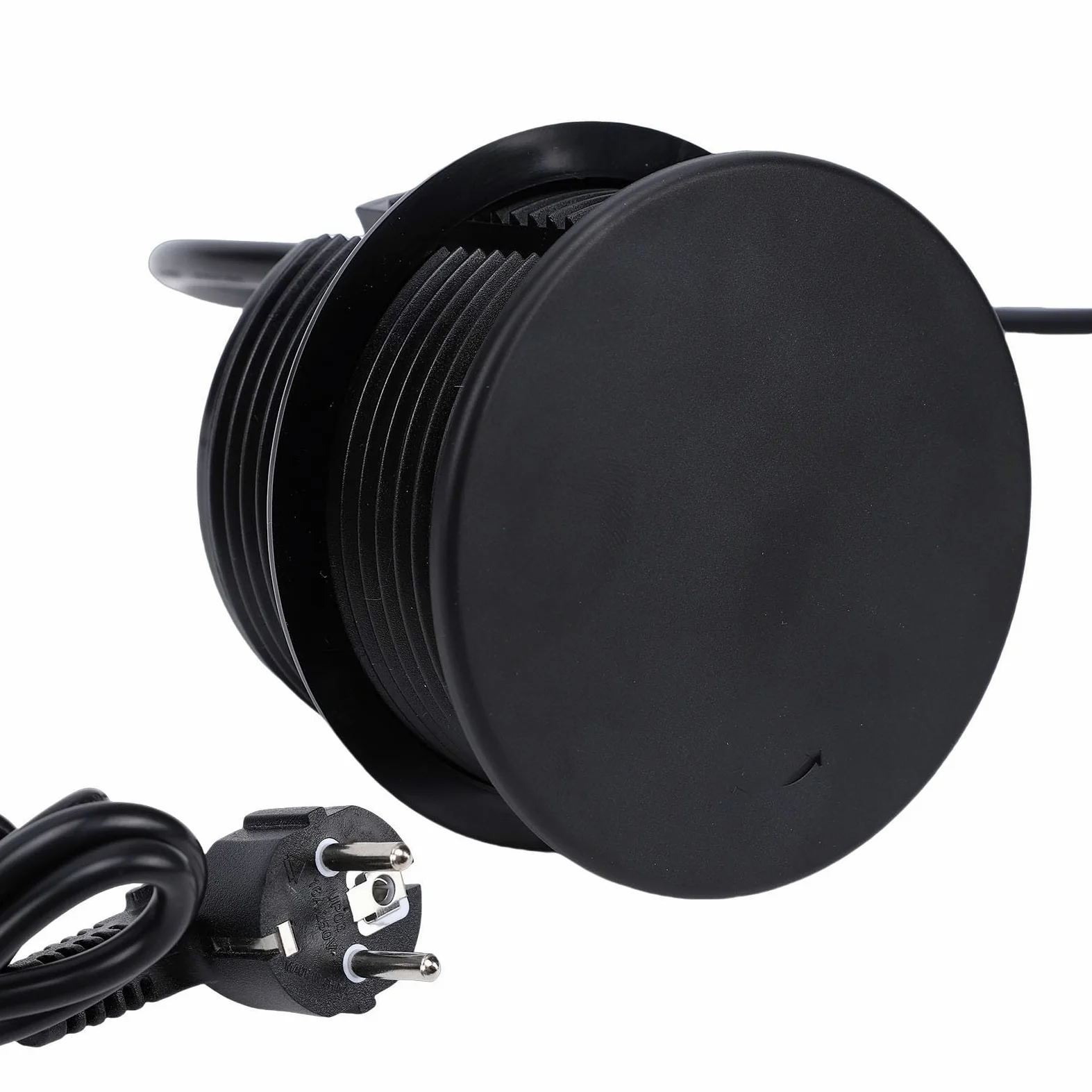 Jectse Ciabatta Integrata con Ricarica Rapida USB C, Presa da Incasso con Coperchio e Cavo, Presa da Tavolo 16A per Scrivania di Mobili, Ciabatta da Scrivania (Spina europea 220 V)
