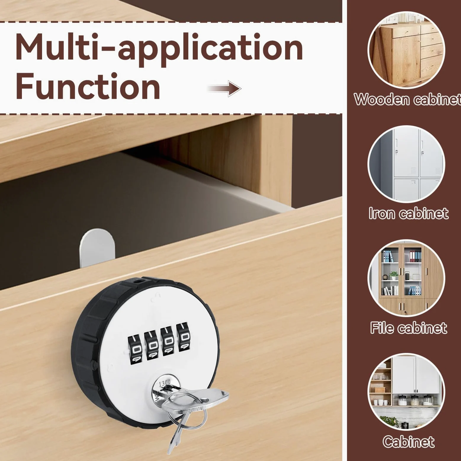 4 Confezione Combinazione Cabinet Lock, Serratura Digitale con Codice in Lega di Zinco Combinazione Cam Cilindro Codificato con Chiave per Cassetti Scatola Mailbox (36 mm)