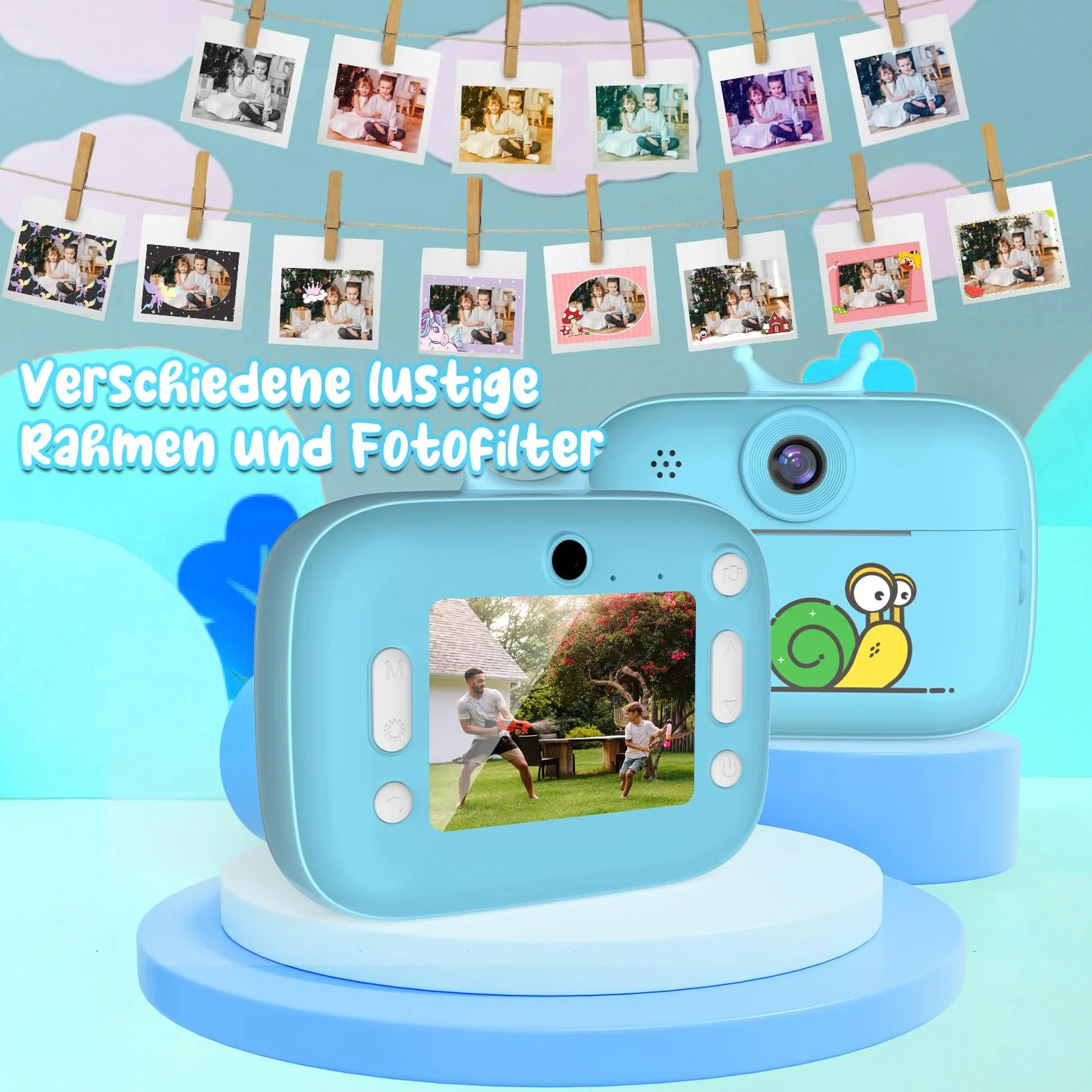 Macchina Fotocamera Istantanea per Bambini, Nauotk 2,4 Pollici Fotocamera Digitale con 32GB TF Scheda, Carta Fotografica per Stampa e Penne Colorate per DIY, Regalo di Natale per Bambini 3-14 anni