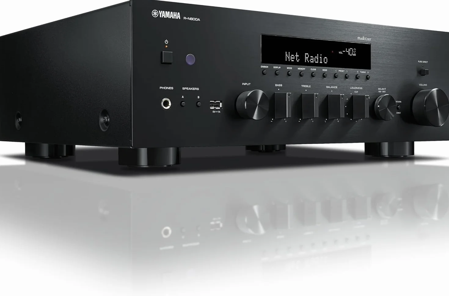 Yamaha R-N600A - Sintoamplificatore di rete Hi-Fi con MusicCast e Streaming Wireless, Audio ad Alta Risoluzione, DAC SABRE, Modalità Pure Direct, Nero