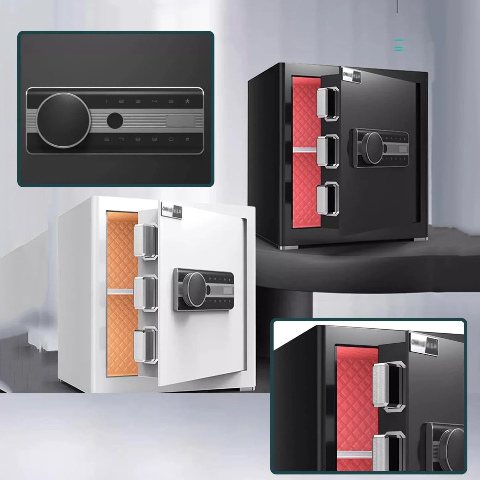 Home Smart Safe, Cassaforte Antifurto con Impronta Digitale E Password per Camera da Letto, Soggiorno 40 Cm/45 Cm(Weiß,40CM)