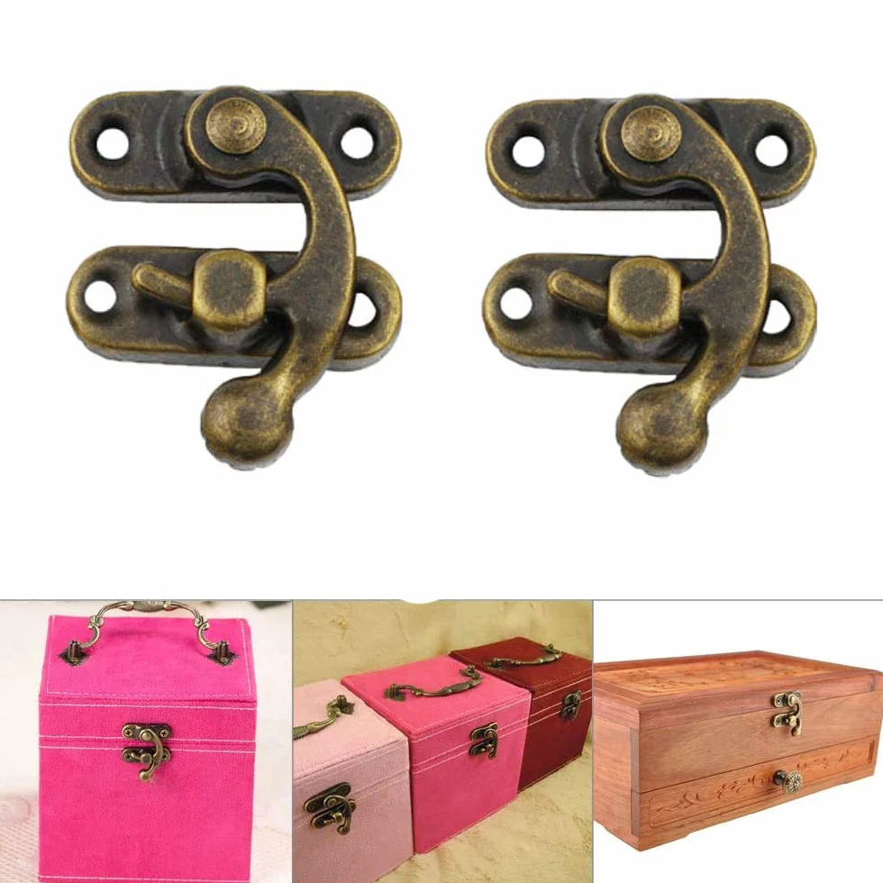 Antico Hasp di Bronzo 20 Pezzi per Scatola di Gioielli in Legno Decorativa