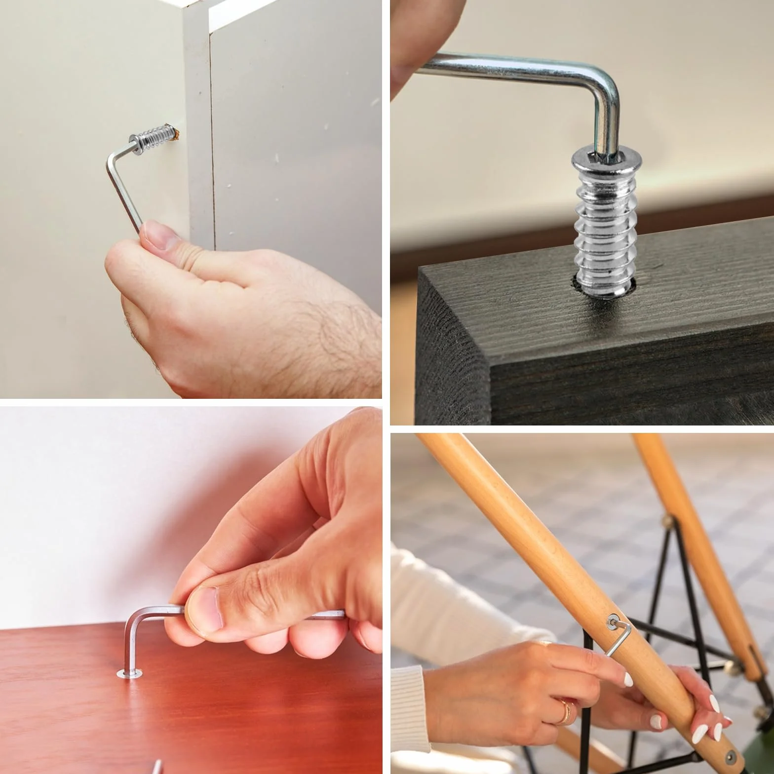100 dadi di avvitamento M6 x 20 mm, inserto filettato in legno, inserti filettati in acciaio zincato, manicotto filettato a esagono incassato per mobili in legno
