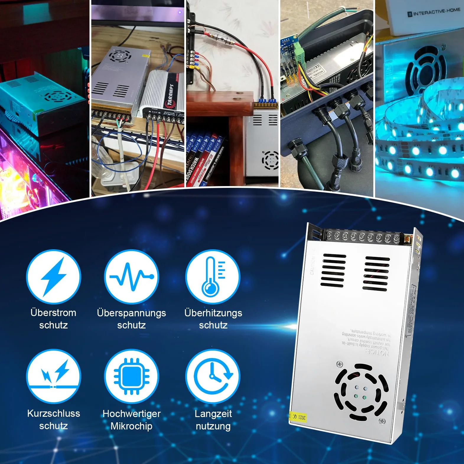 LightingWill Alimentatore di rete 24 V, 18,75 A, 450 W, trasformatore LED, trasformatore AC 230 V a DC 24 Volt, adattatore trasformatore per strisce LED, stampante 3D, CCTV, illuminazione a LED