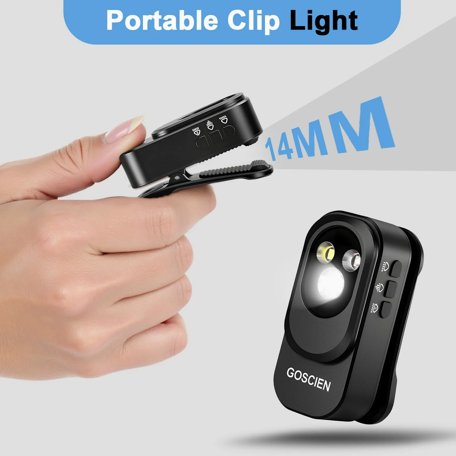 Pro Mini Torcia LED 500 LM con Idrorepellente IPX6, EDC Ricaricabile con Tre Soluzioni di Illuminazione, Caricamento USB C Magnetico - Per Ciclismo,Uso Esterno e Interno (Nero)
