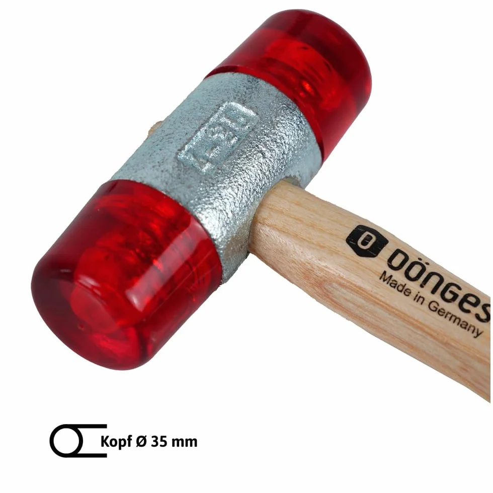 Martello senza contraccolpo Dönges Ø 35 mm 433 g teste sostituibili rosso manico frassino laccato prodotto Germania