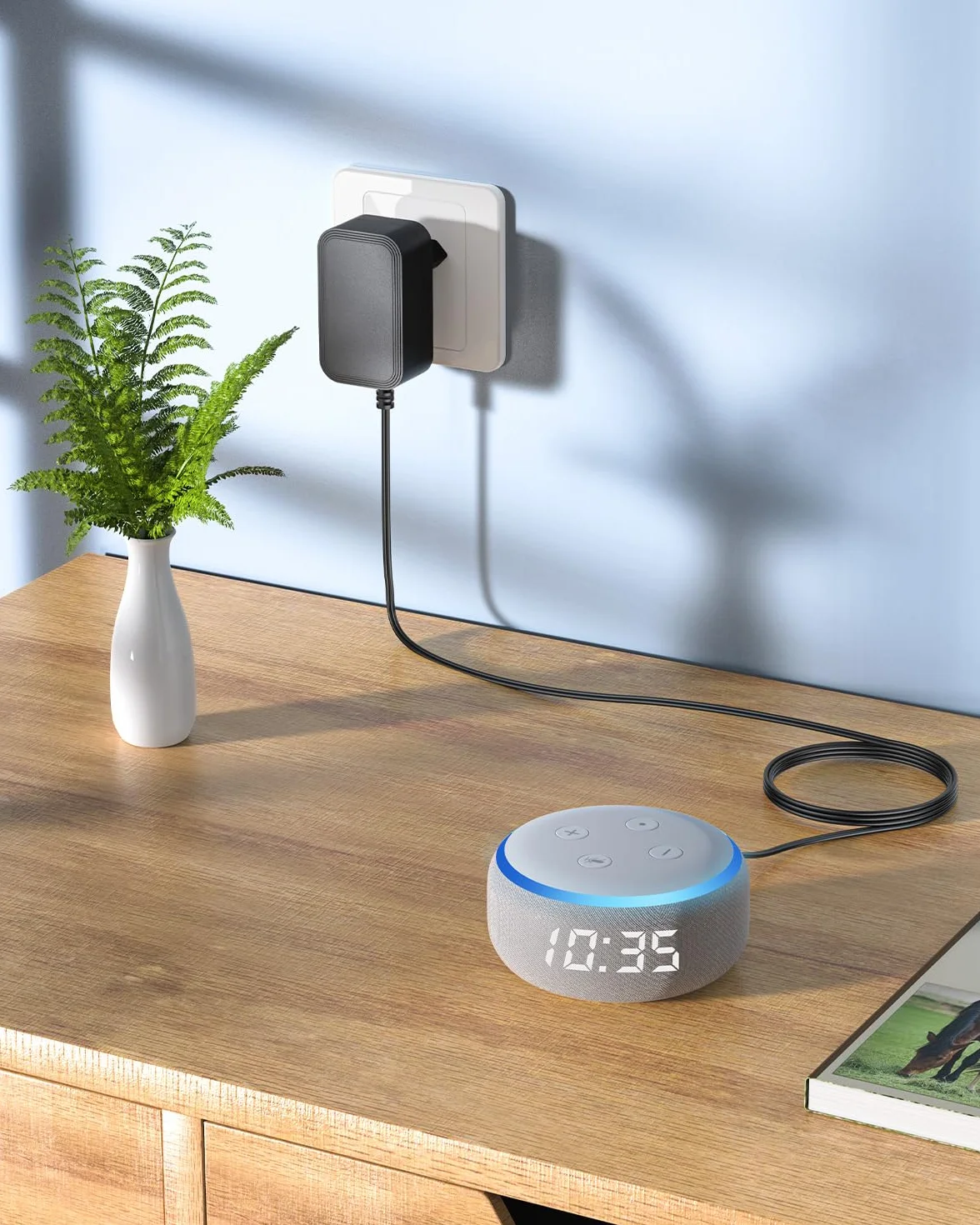 Alimentatore 15W Cavo di alimentazione Compatibile con Alexa Echo Dot 3a 4a 5a Gen Echo Show 5 1a 2a Gen Echo Spot Echo Pop Fire TV Cube Caricatore Caricabatterie Adattatore Charger 1.8m