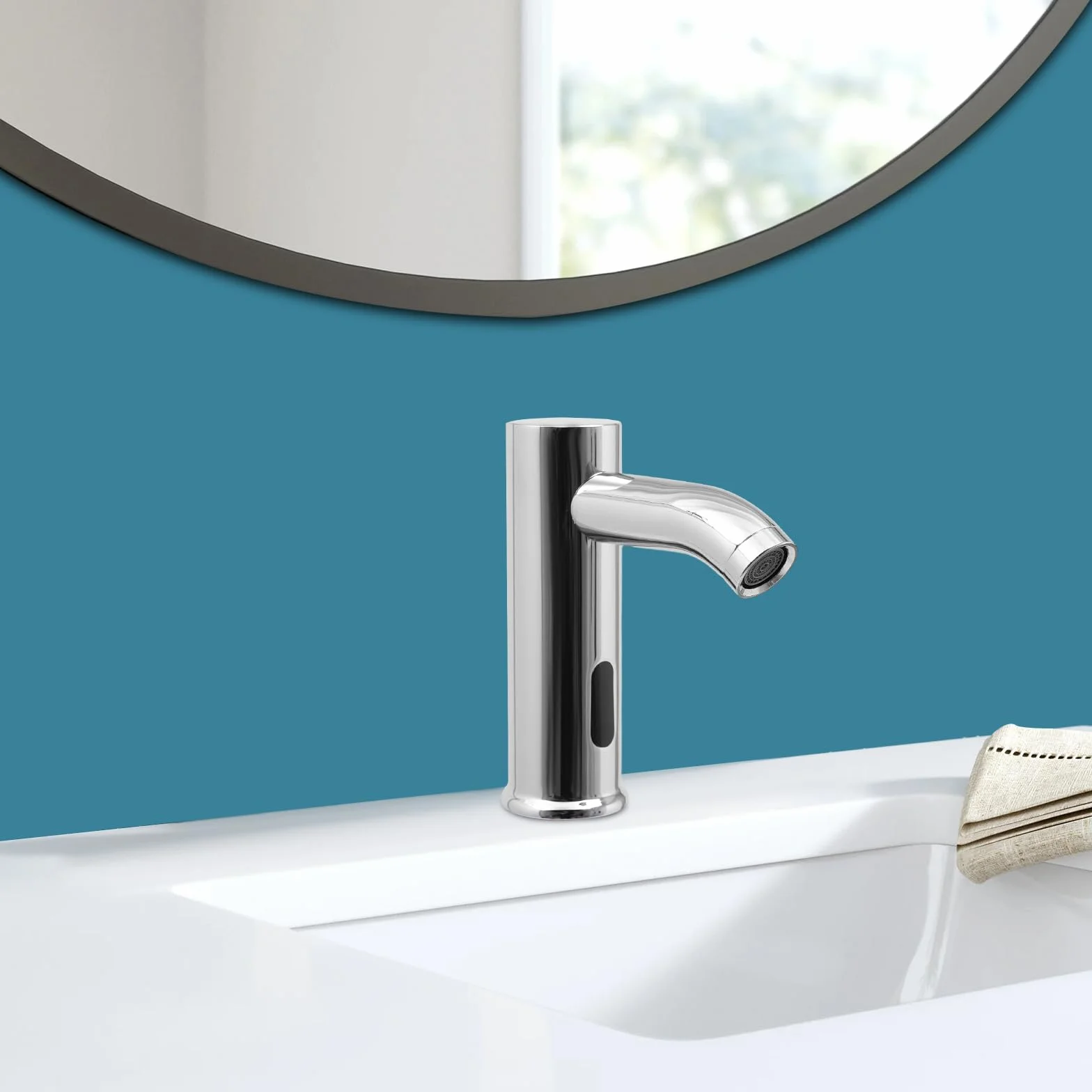 Rubinetto automatico lavabo senza contatto sensore argento tubi lunghi copertura decorativa