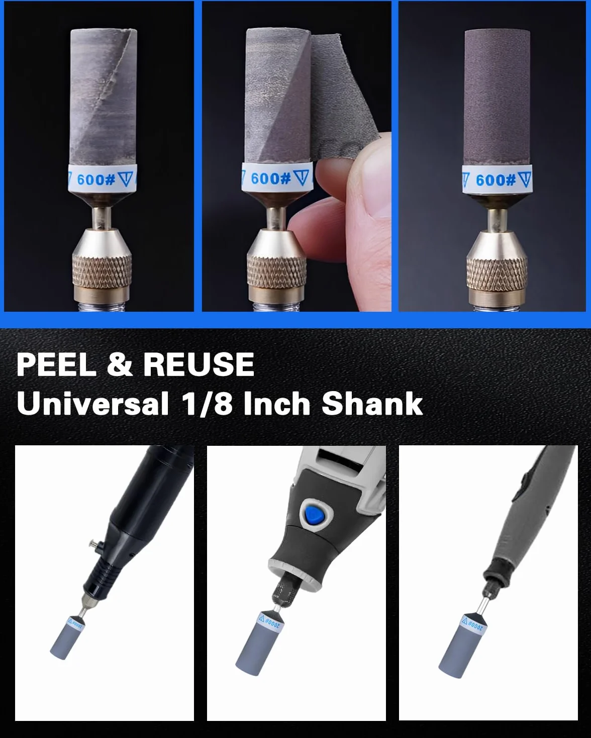 Set di 30 tamburi abrasivi Dremel con gambo 1/8" per plastica legno metallo rettifica