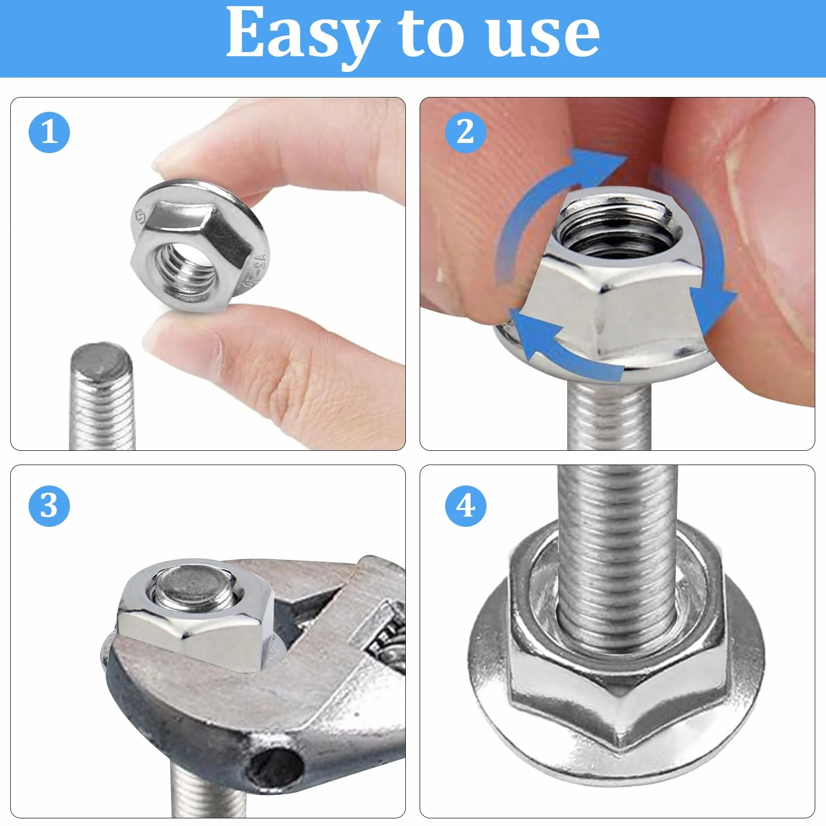Dadi Flangiati M8 Acciaio Inox DIN 6923 Autobloccanti 30 Pezzi