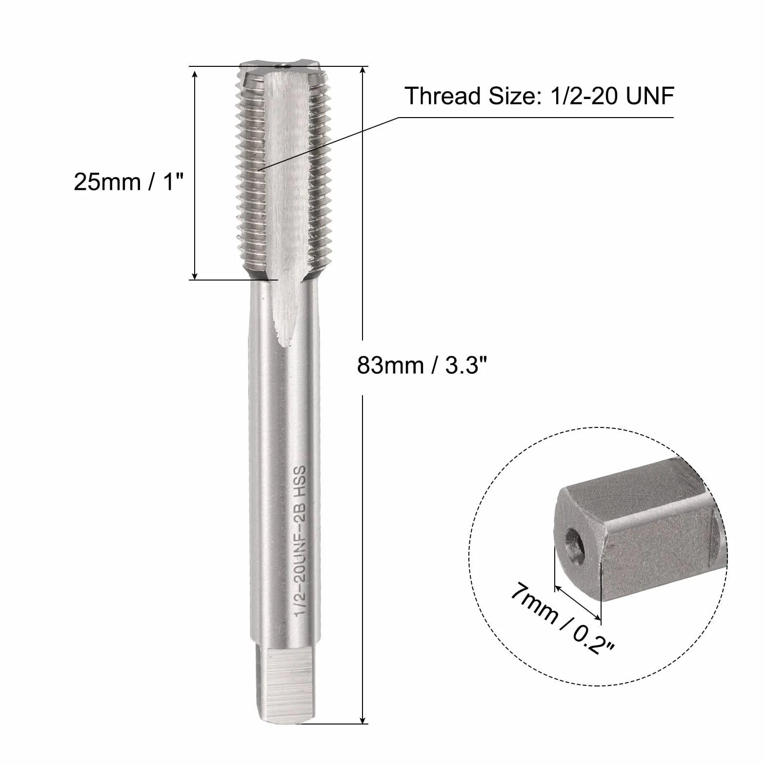 sourcing map 1/2-20 UNF B2 Spiral Point Tap, Vite Filettatura Maschio, Alta Velocità Acciaio Macchina Maschi