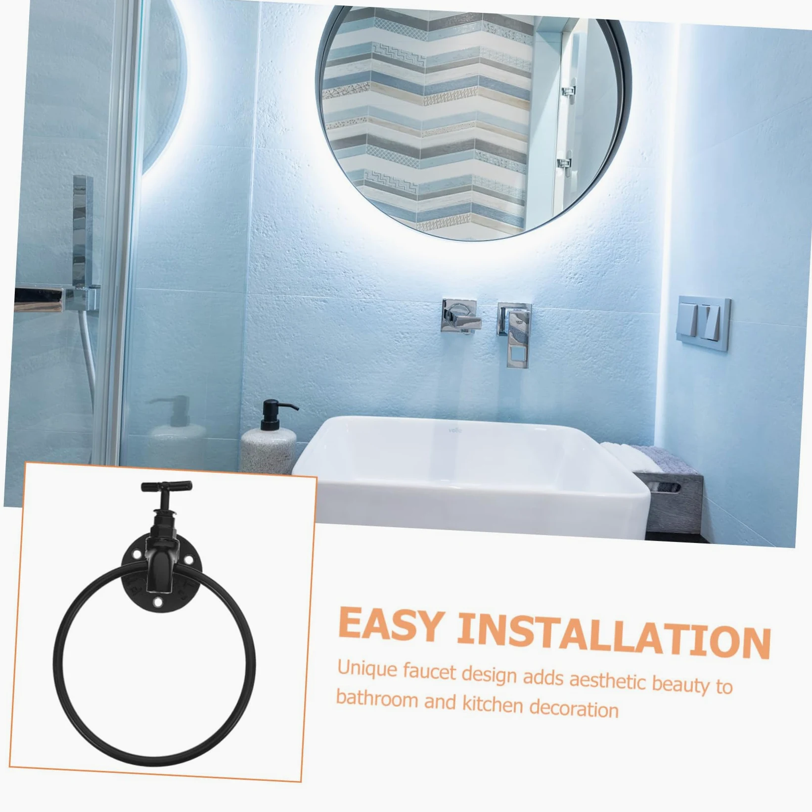 TOPBATHY Portasciugamani Parete in Ferro Nero Porta Strofinacci da Bagno Asta Portasciugamani per Cucina e Bagno