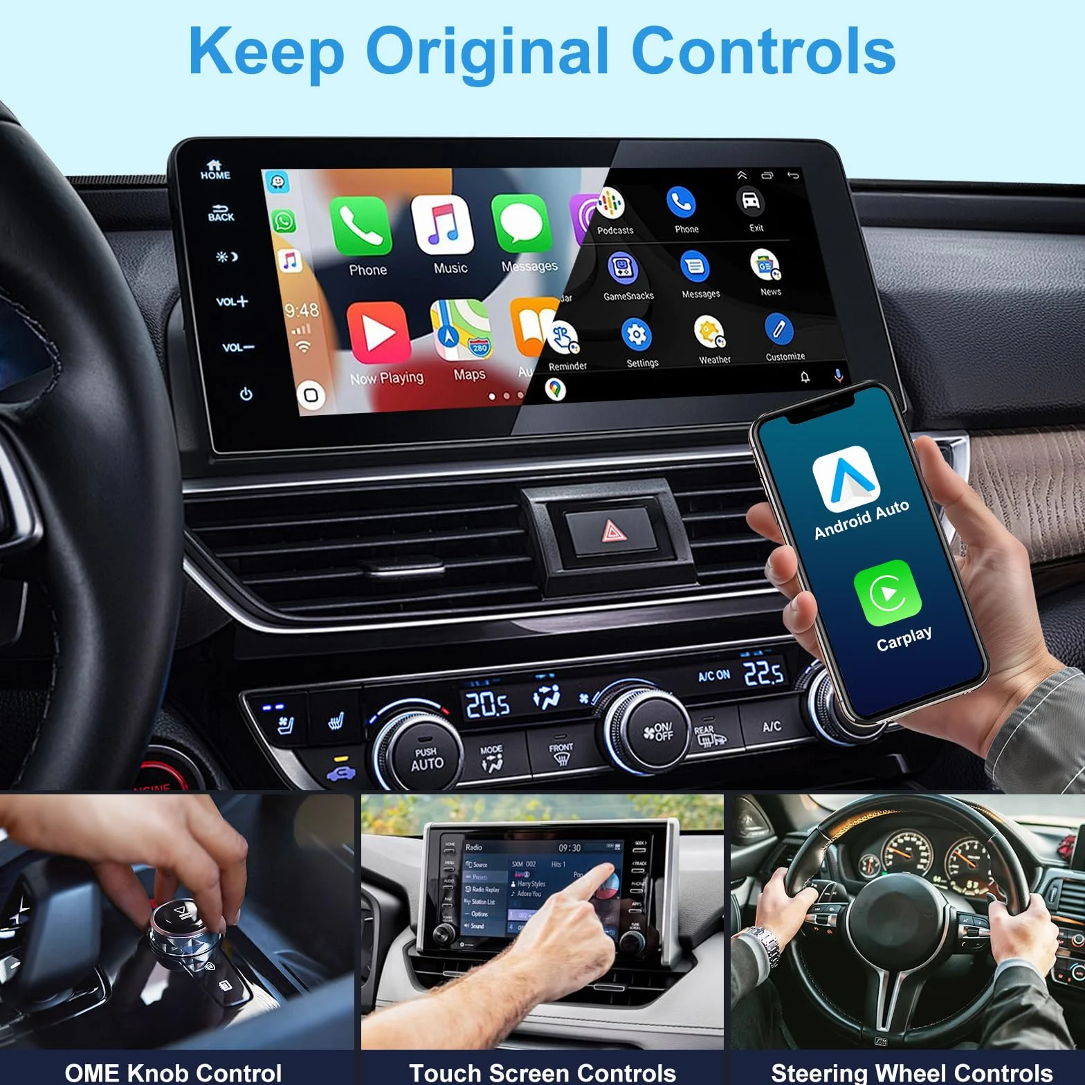 Adattatore Carplay Wireless,Adattatore Wireless 2 in 1 per Android Auto e CarPlay, Converti Android Auto Cablato in Wireless, Adatto per Auto con AA e Carplay, 5GHz WiFi USB C/A, Plug & Play