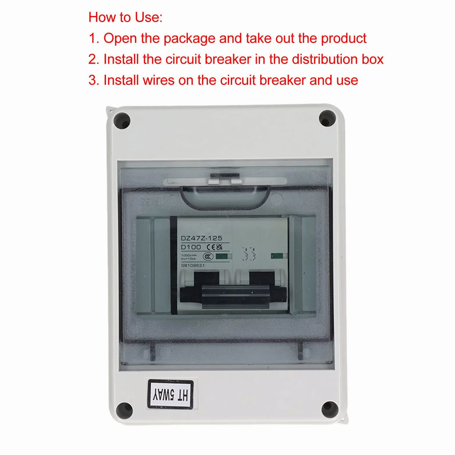 flexman Interruttore Automatico Miniaturizzato CC, Sezionatore Solare Impermeabile 2P CC 1000 V 100 A, Interruttori Automatici CC per Sistemi Fotovoltaici per Array Fotovoltaici RV