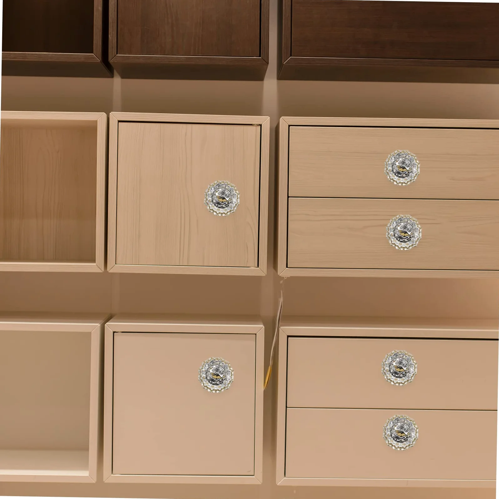 WOONEKY 4 Pomelli Per Cassetti A Forma Di Fiore in Cristallo Con Design A Forma Di Fiore Per Mobili Cassettiere Facili Da Installare Per La Casa