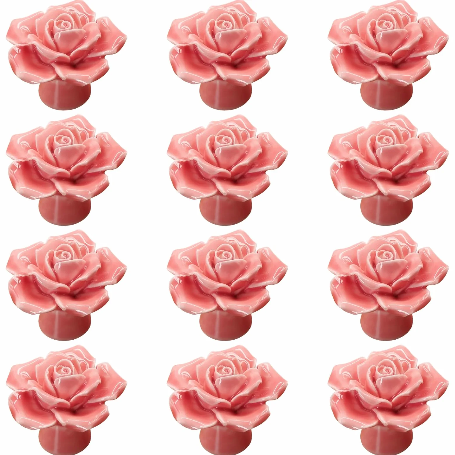 12 pomelli in ceramica per cassetti, maniglie per armadietti con design a rosa, tiranti per mobili a foro singolo, ideali per cassettiere e porte dell'armadio, facili da installare per la decorazione