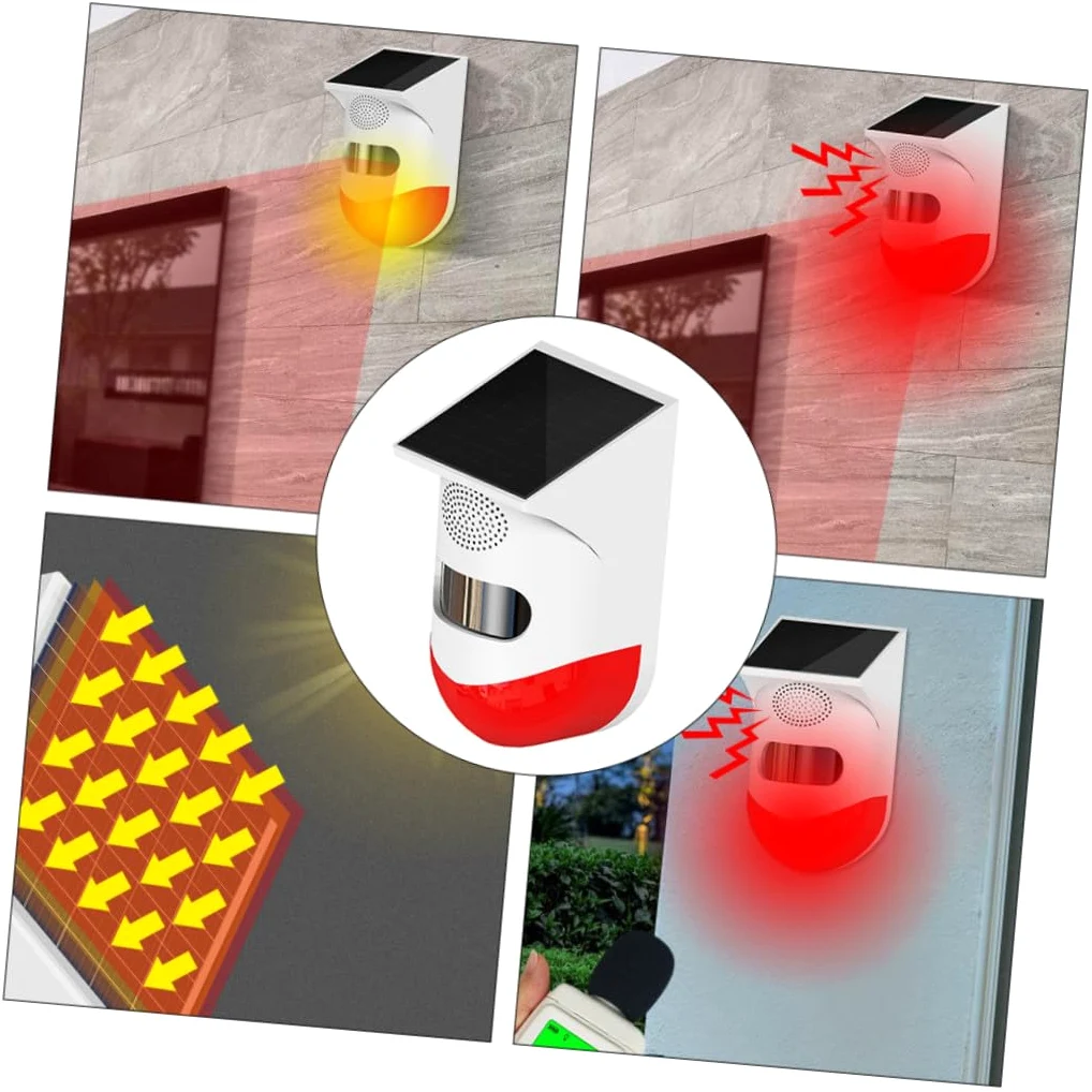 iplusmile Allarme Solare da Esterno Sensore Infrarosso, Ip67 Abs e Silicio, senza Fili Forte Sirena per Sicurezza Casa e Giardino