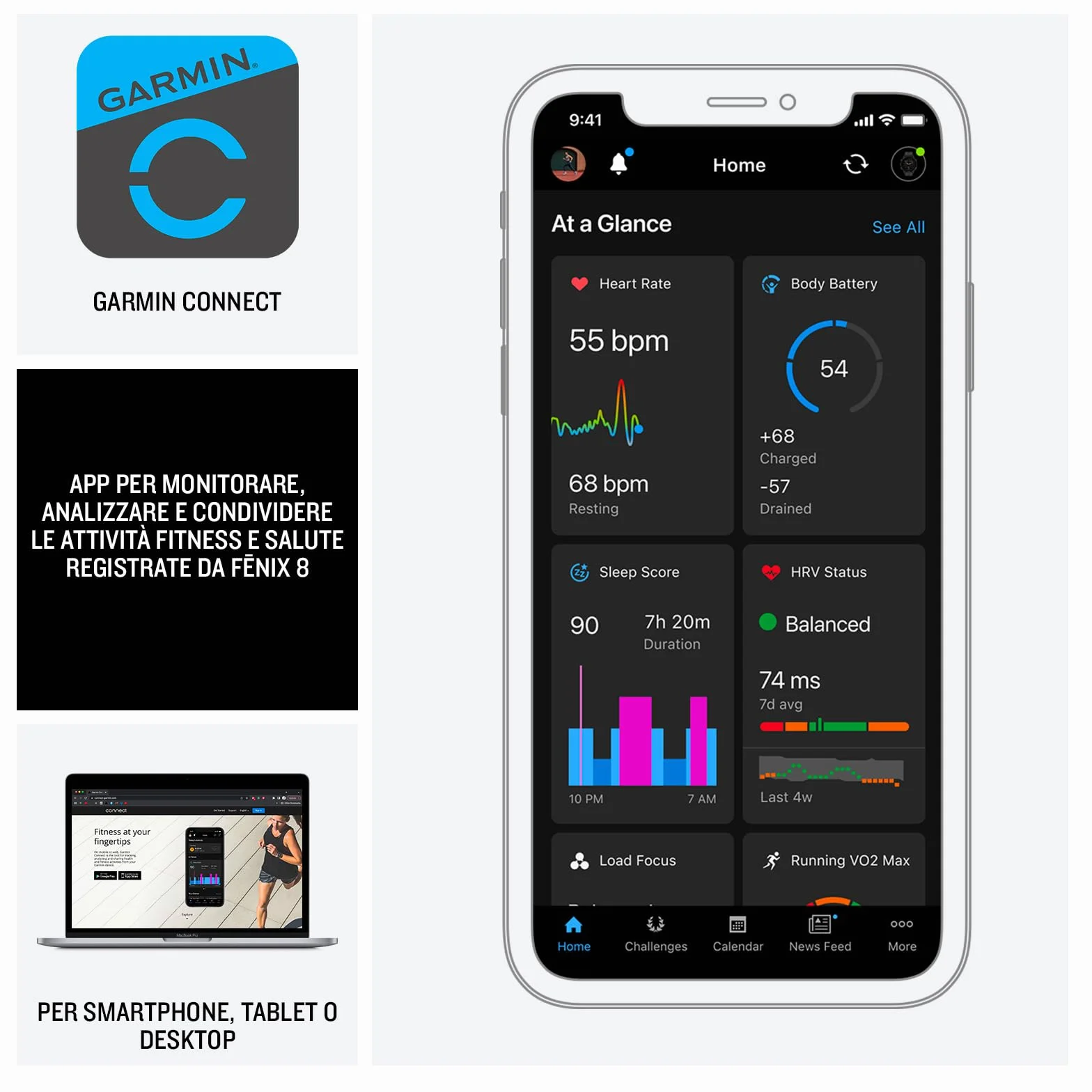 Garmin fēnix 8, 47mm, Display AMOLED 1,4", Touchscreen, Speaker e Microfono, Comandi Vocali, GPS Multi-band, Torcia, Mappe, 90+ App per lo Sport, Autonomia 16 giorni Slate Gray & Black