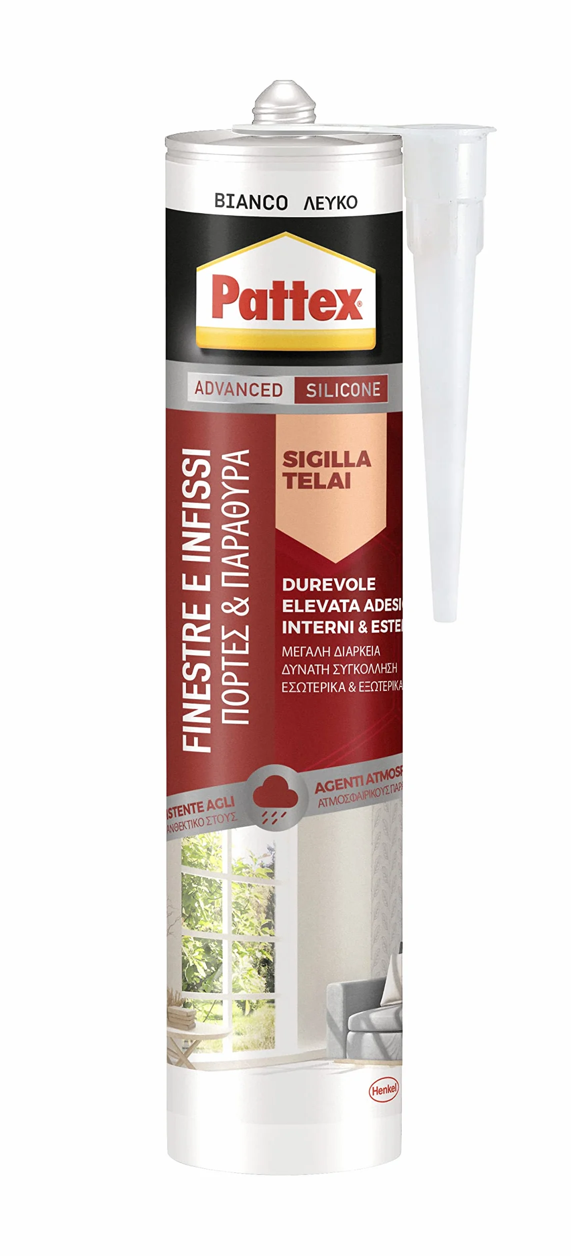 Pattex Silicone Bianco Neutro a Basso Modulo 280 ml per Finestre e Infissi